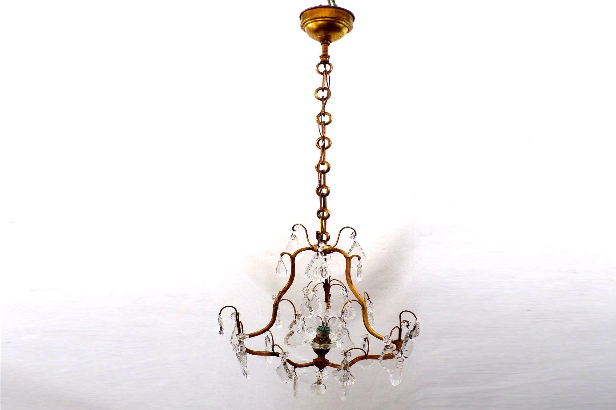 Vintage chandelier with shabby chic grapevines, bronze frame