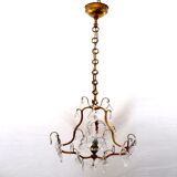 Vintage chandelier with shabby chic grapevines, bronze frame