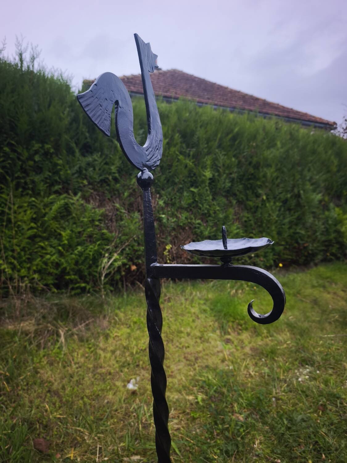 Wrought iron decoration rooster candlestick and plant holder