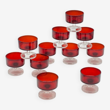 Set of glasses / champagne glasses, Luminarc, ruby / vintage red