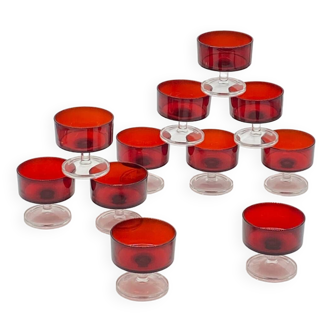 Service de verres / coupes à champagne, Luminarc,  rubis / rouge vintage