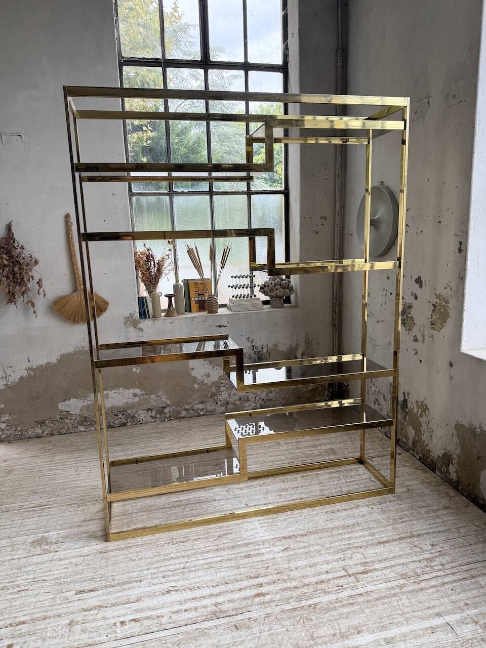 Brass shelf 1970 Belgo Chrom regency