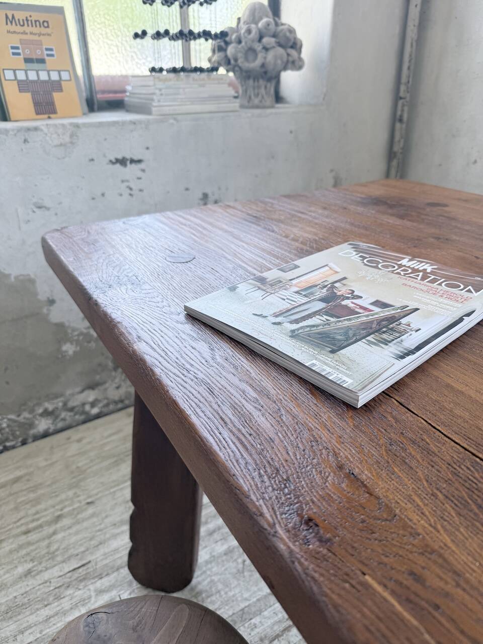 Brutalist oak table by De Puydt, Belgium 1970