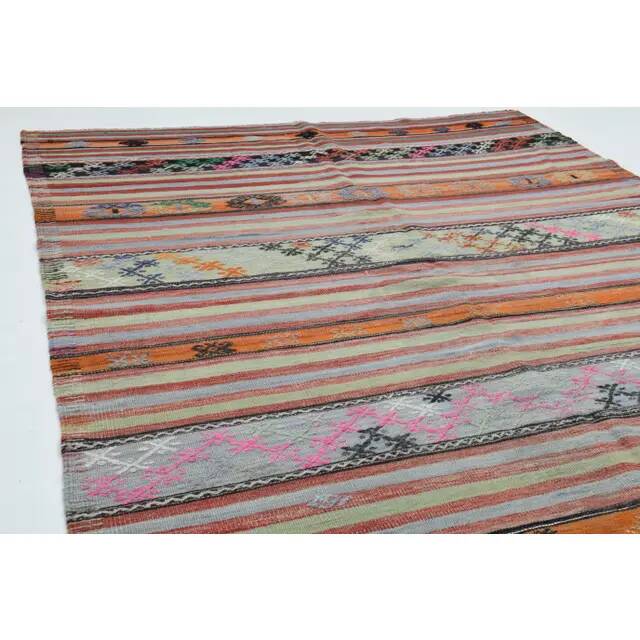 1970s Vintage Turkish Oushak Handmade Wool Cotton Beige Runner Rug  177x353