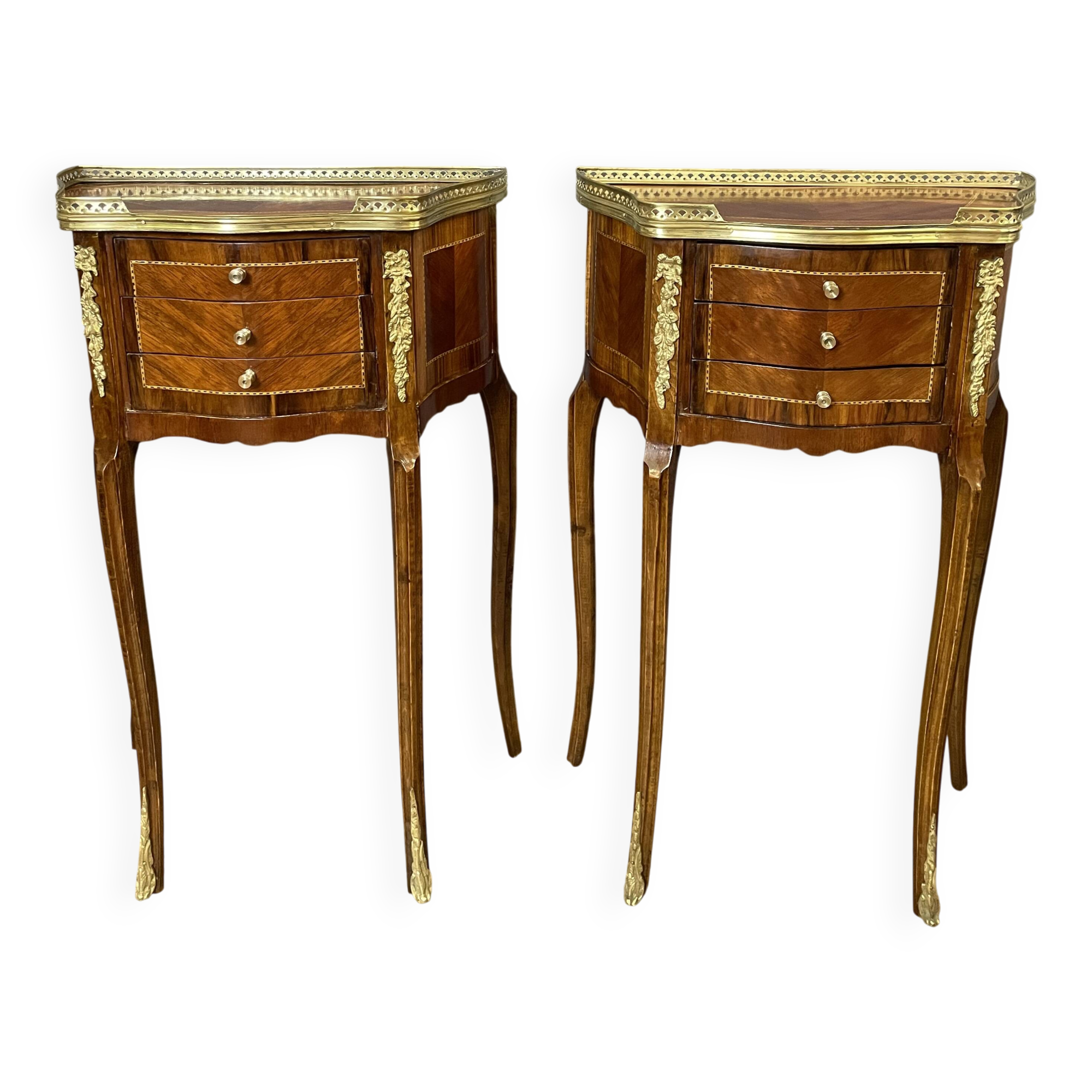 Louis XV style bedside table in marquetry