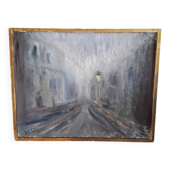 Old oil painting on canvas signed