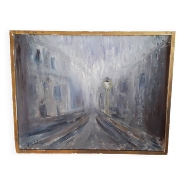 Old oil painting on canvas signed