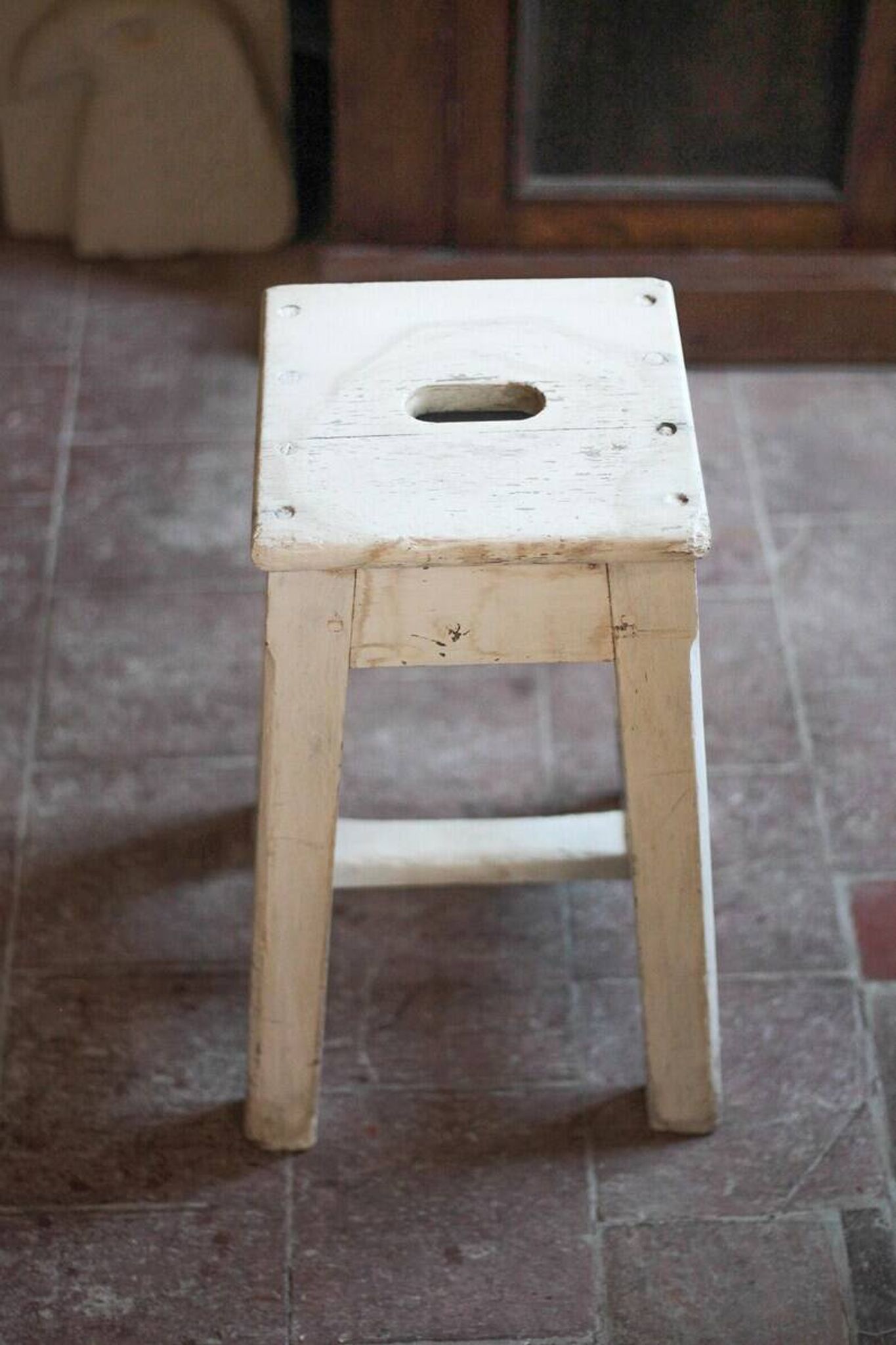 Vintage stool, farmhouse oak wood stool, accent stool, interior decor, wooden stool