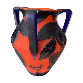Art nouveau glass paste vase