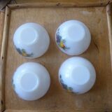 4 cups or ramekins Arcopal pear patterns grape 1970