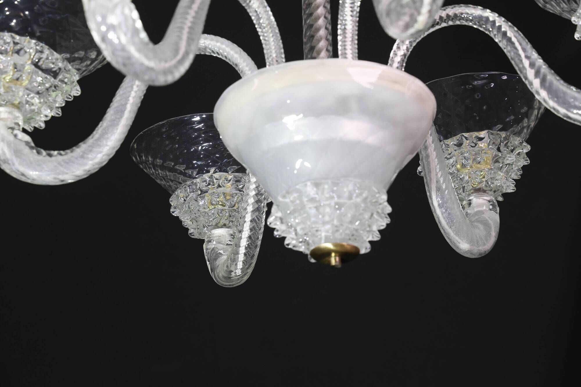Extraordinary 6 Light Rostrato Murano Glass Chandelier by Barovier & Toso,