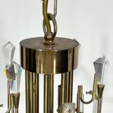 Vintage brass and glass Stilkronen chandelier, Italy 1970s