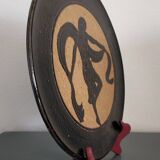 Glazed terracotta dish from Dauphiné signed AM Faure 1953