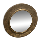 Handcrafted mirror in brass and copper Paris 1970