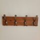 Wall-mounted coat rack in wood – 4 metal hooks – 45 cm