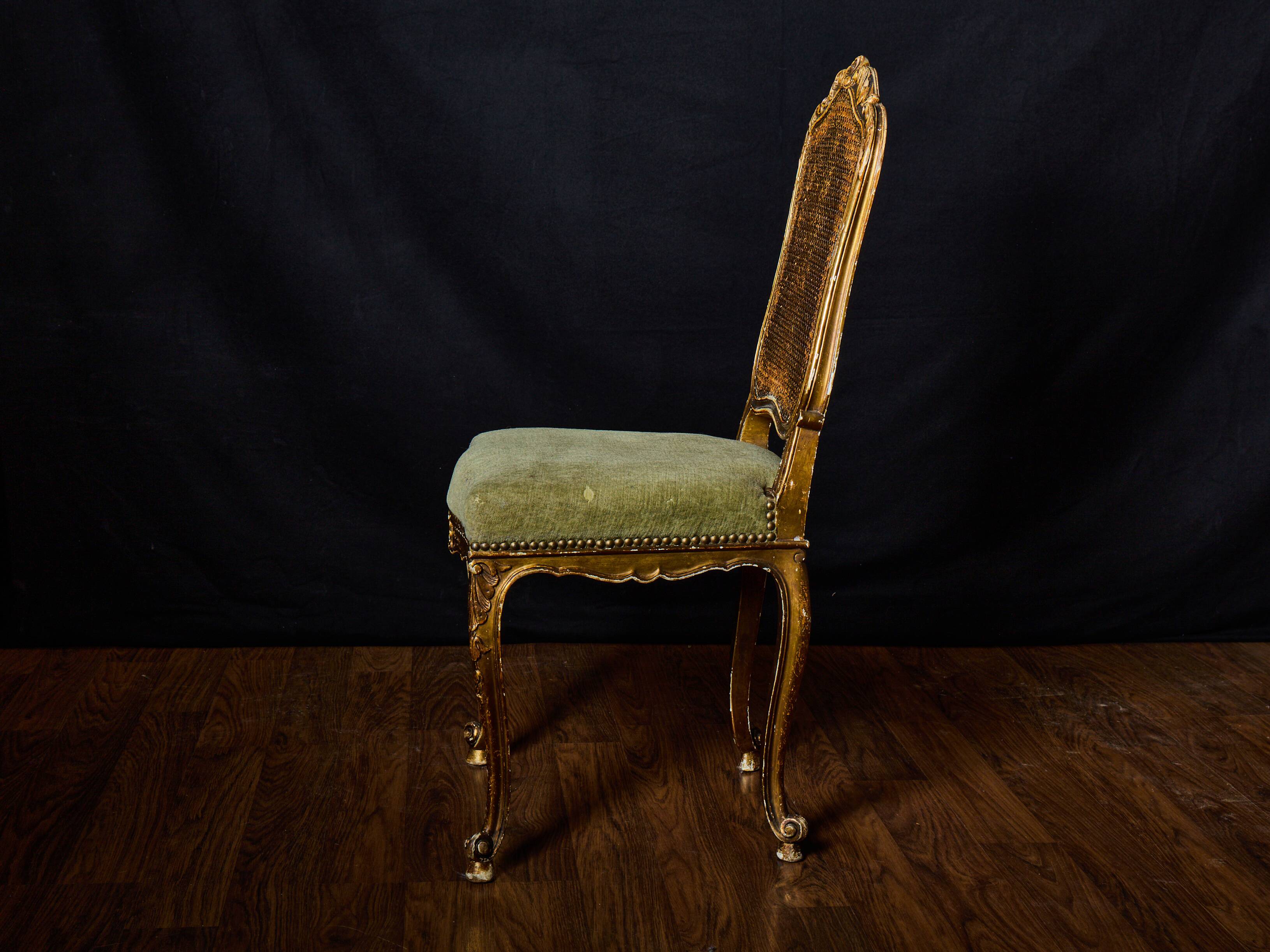 Set of 4 Louis XV style gilded chairs – Musician chair style