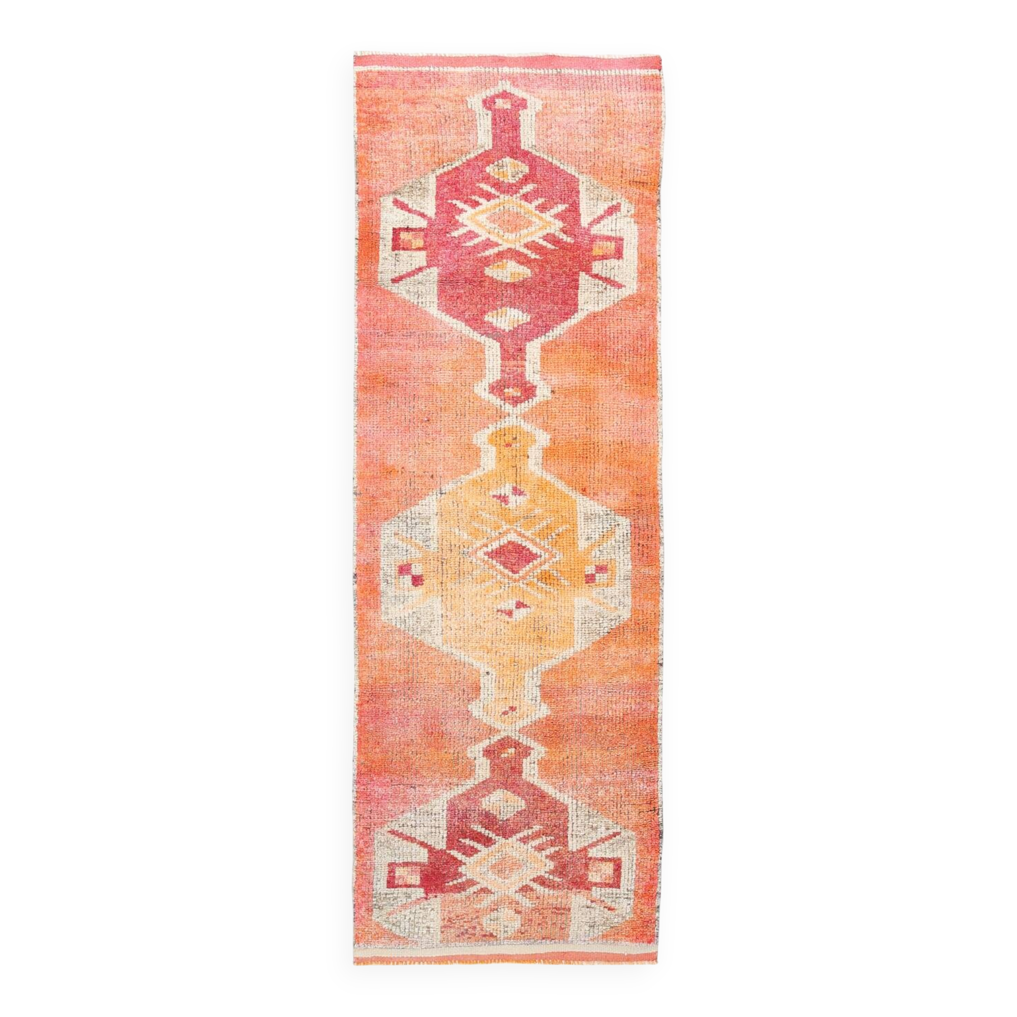 3x10 Pastel Orange Turkish Runner Rug, 102x304Cm