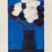 Bernard cathelin anémones bleues et blanches lithographie