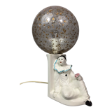 Vintage Pierrot bedside lamp from the 70s, porcelain, inlaid glass globe