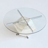 Diamond shaped coffee table in white travertine Italy 1960
