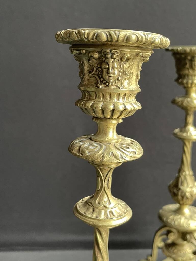 Pair of 19th century candlesticks – Gilt bronze
