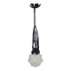 Chandelier, Art Deco suspension in wrought iron and star globe in glass paste.