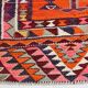 Burgundy & Orange Vintage Kilim Runner Rug, 92x292Cm