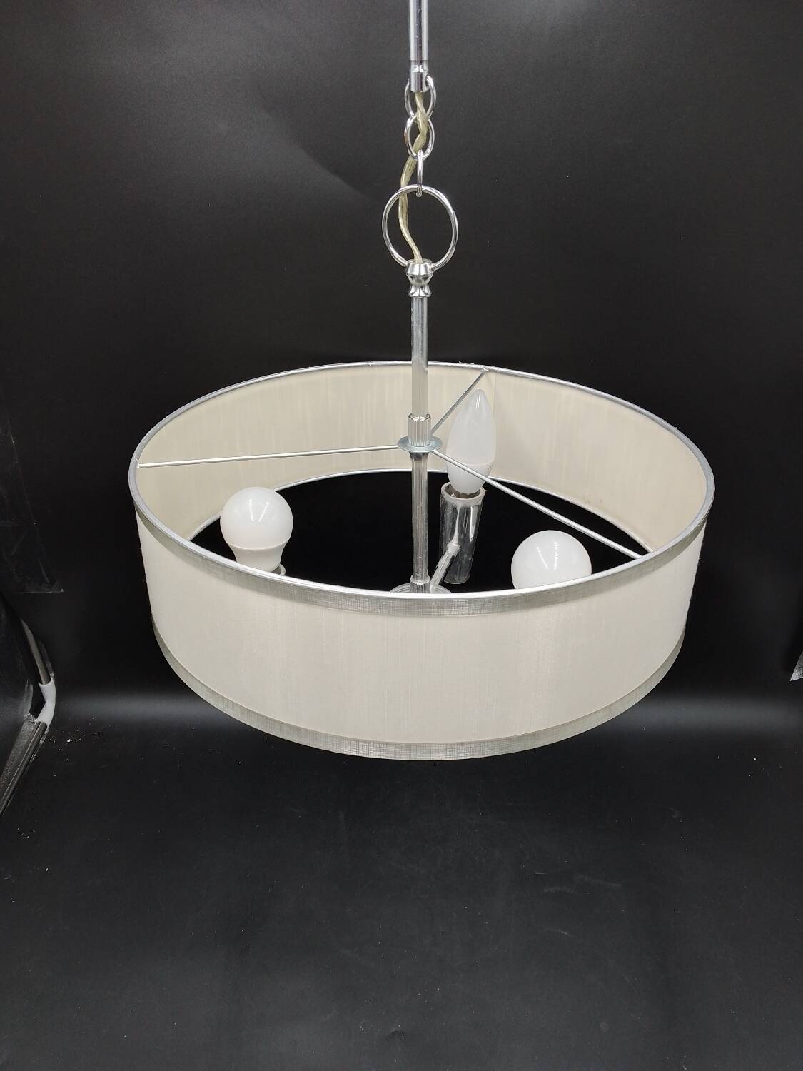 Vintage 3-light chandelier in silver and white plastic