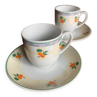 2 Coffee cups and saucers Guy DEGRENNE sweet and savory / apricot model