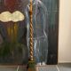 Pique candle lamp lamp in polychrome wood early 20th