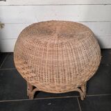 Vintage Italian design rattan wicker ball stool from the 1970s.