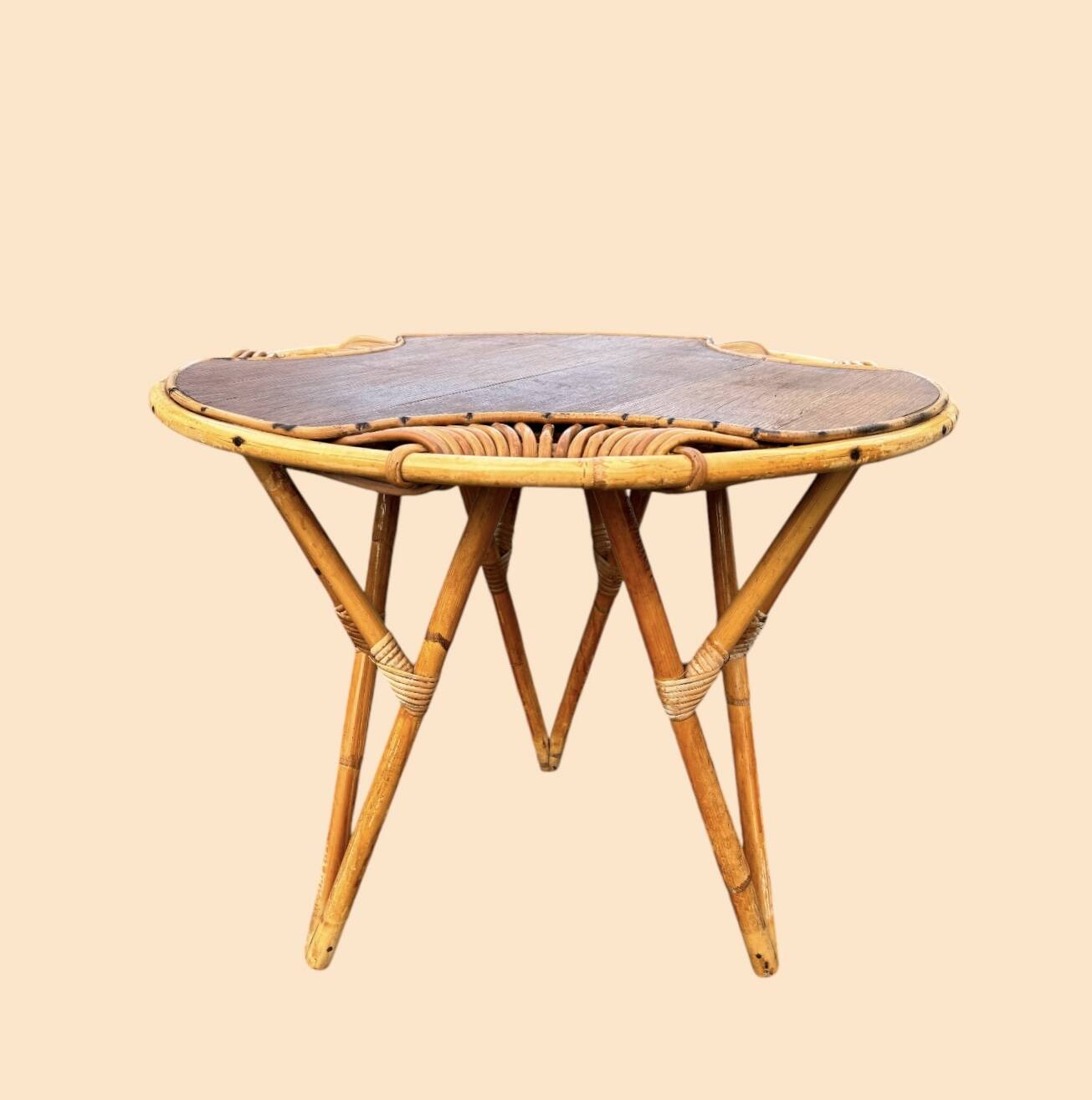 Janine Abraham Rattan Tripod Coffee Table
