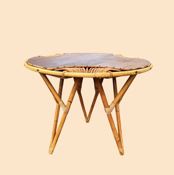 Table basse tripode en rotin Janine Abraham