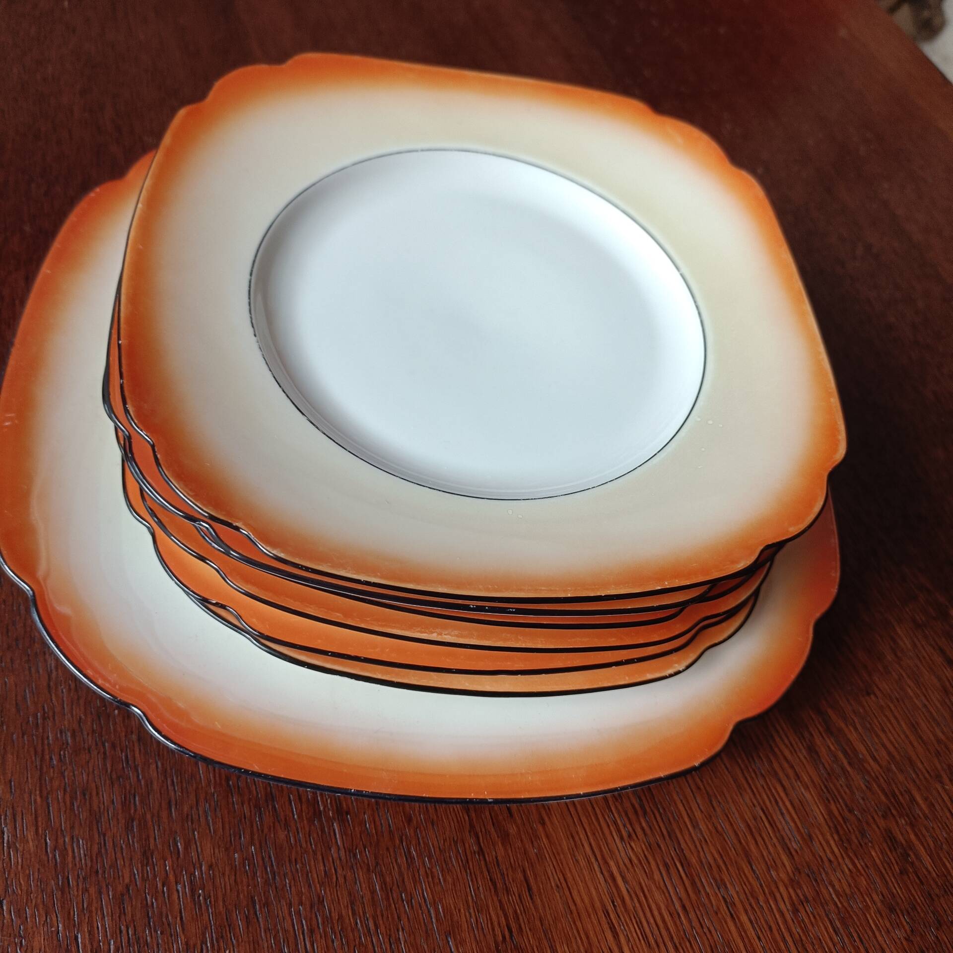Orange porcelain dessert plates