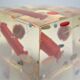 Paperweight sculpture block resin inclusions sewing design 70s