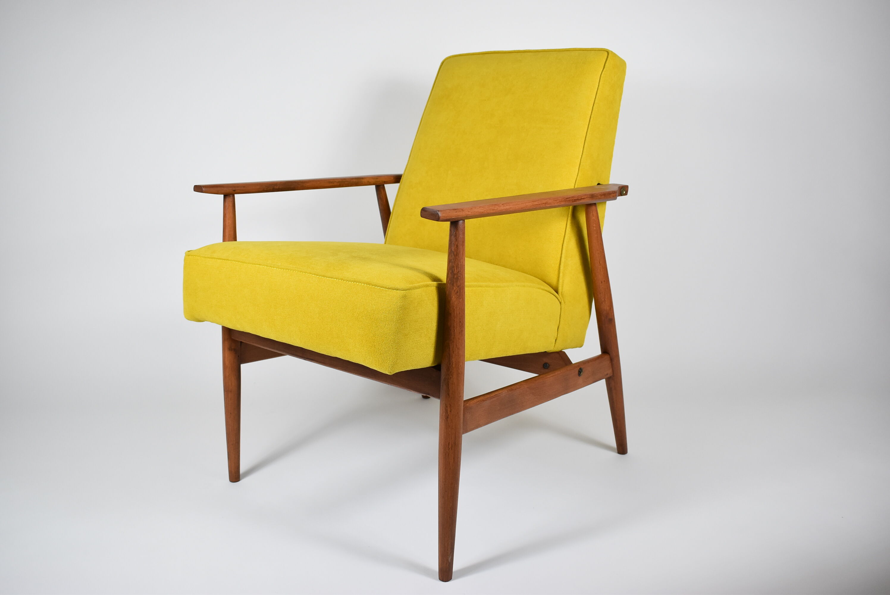 Original armchair "FOX", designer Henry Lis, 1970s, fully restored, yellow