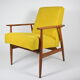 Original armchair "FOX", designer Henry Lis, 1970s, fully restored, yellow