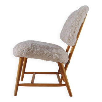 "Teve" Modern Mid-Century Chair in Lambskin/Shearling by Alf Svensson, Sweden, 1955