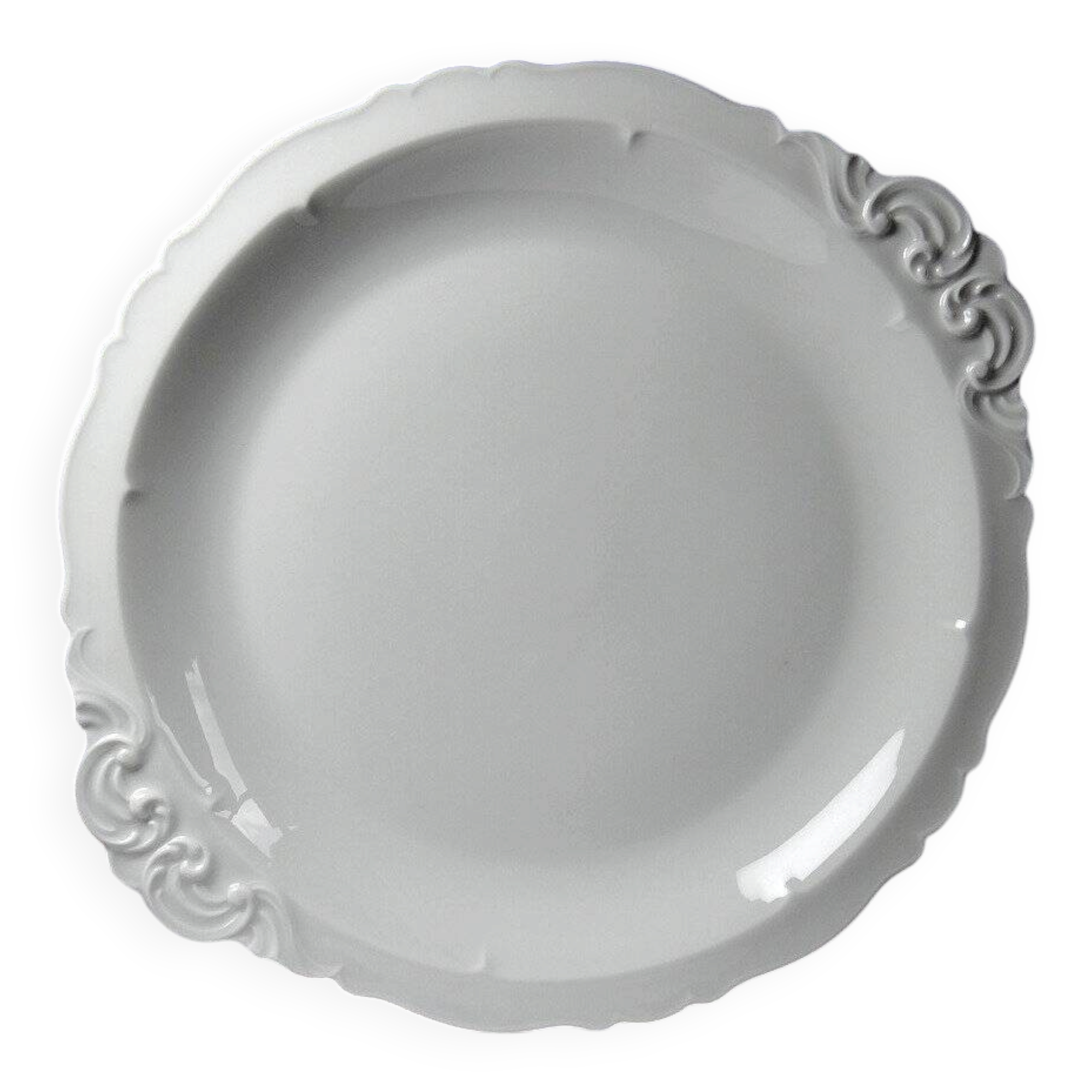 Large serving dish in fine white Limoges porcelain, vintage/antique.