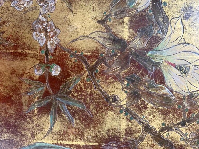 A.Bouverat Lacquered panel of Chinese inspiration hand painted 20th century