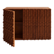 Contemporary Craftsmanship Solid Wood Pair of Brutalist Italian Sideboards