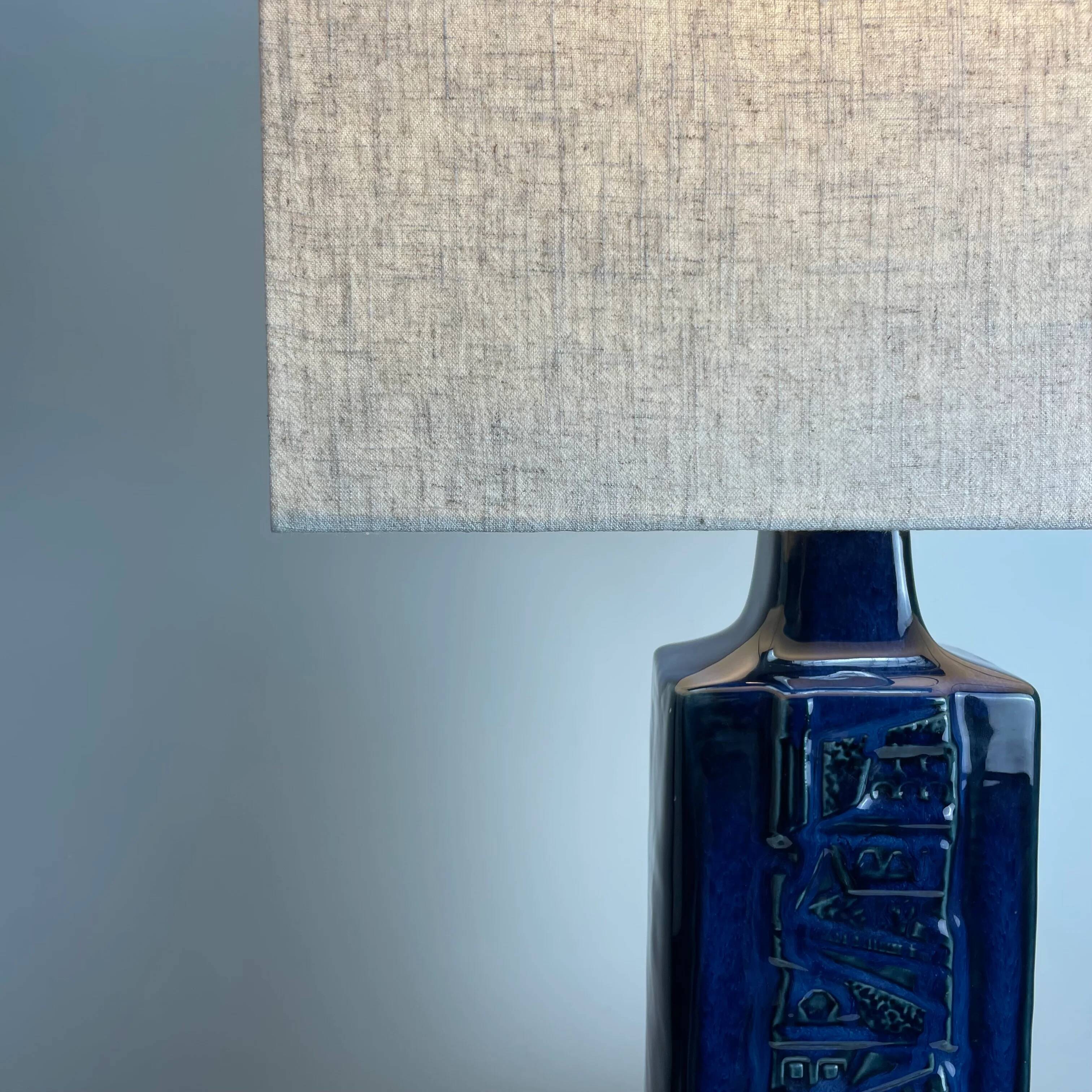Danish blue ceramic table lamp by Désirée Stentoj, 1960.