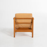 Pair of Oak and Leather Armchairs by Uluv Krasna Jizba, 1960s