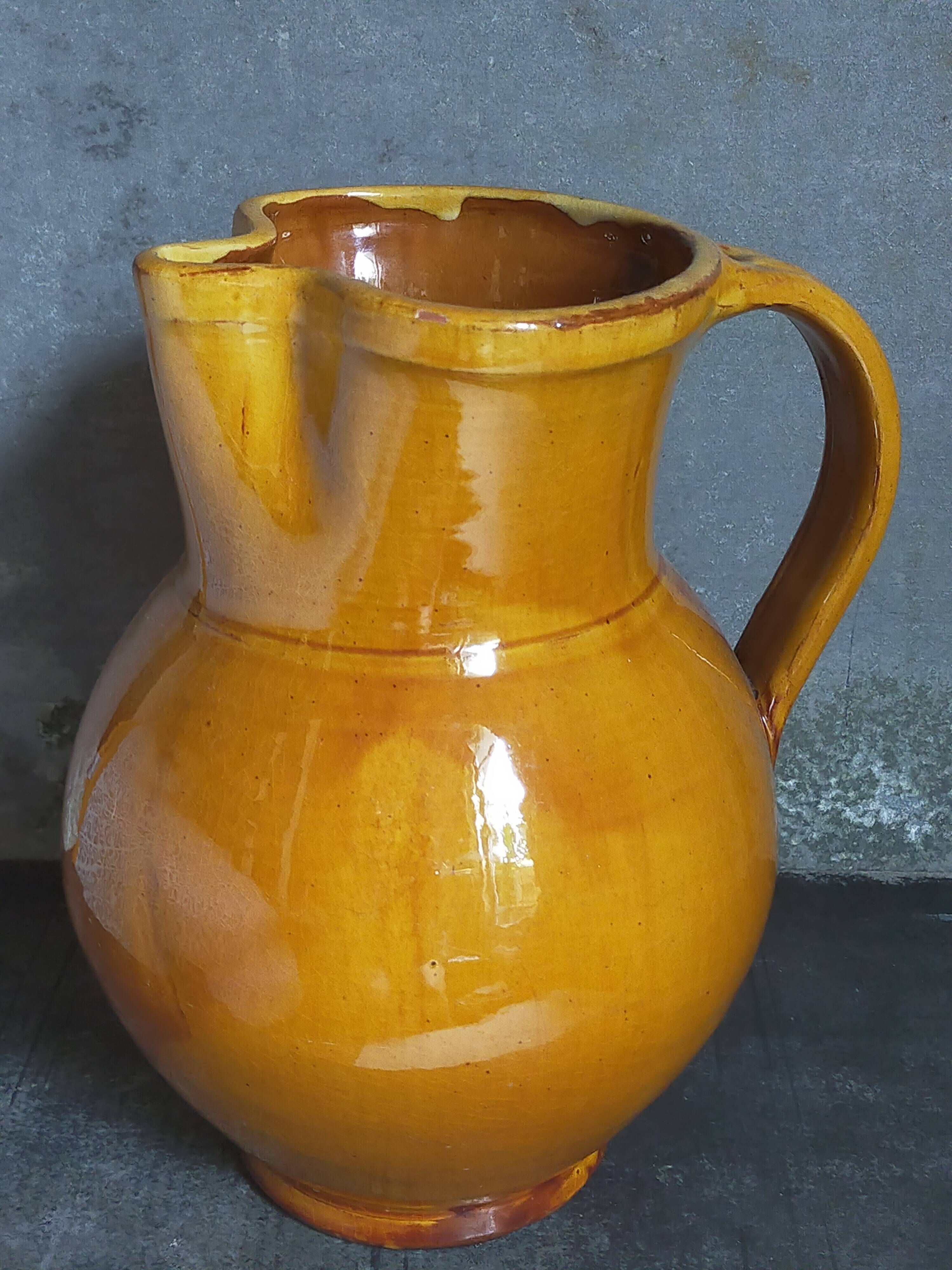 XXL pitcher vintage Provencal pottery from Salernes