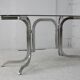 Chrome steel table with smoked glass top, France, circa 1970.