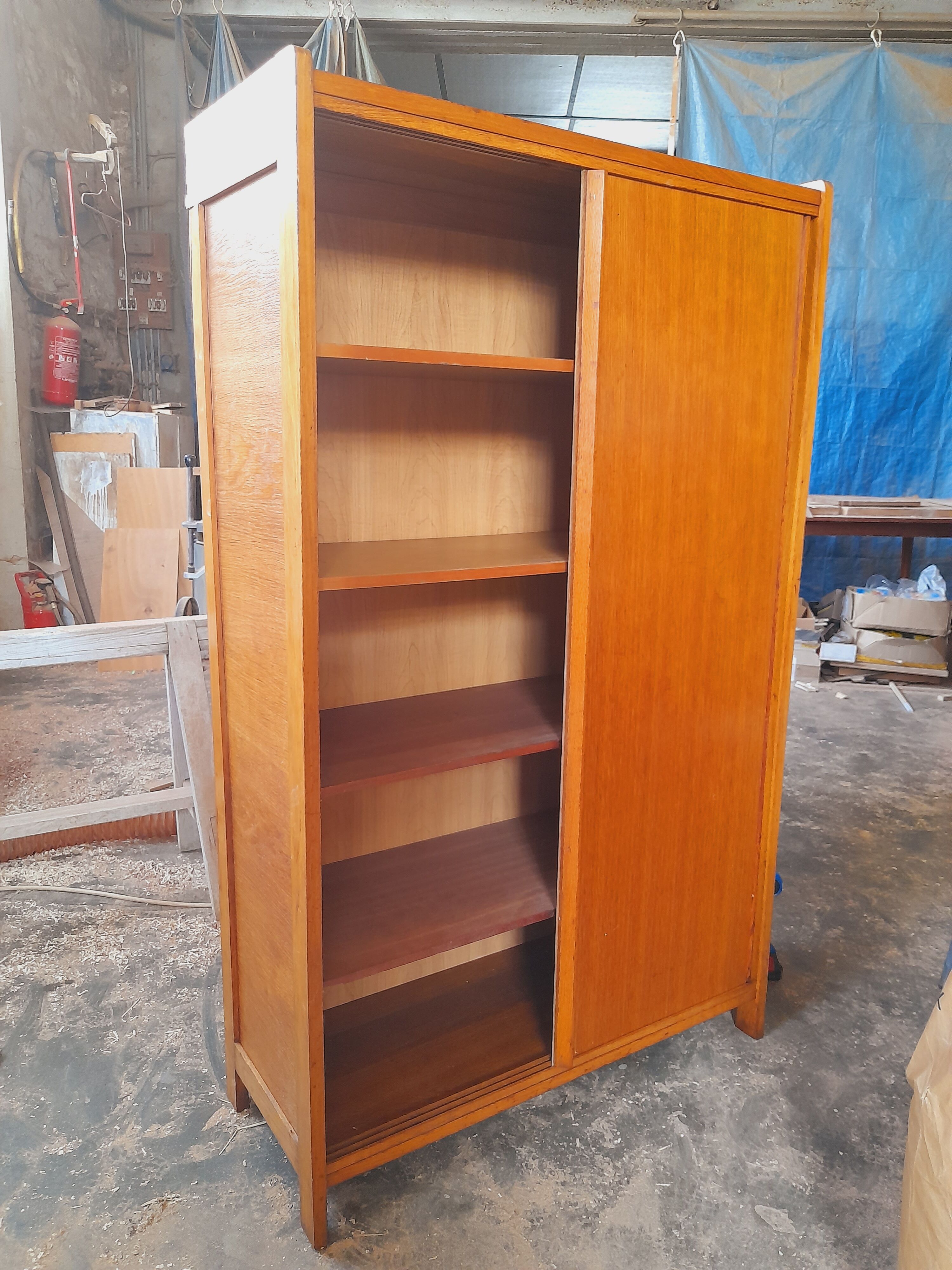 Vintage light sliding cabinet 50s
