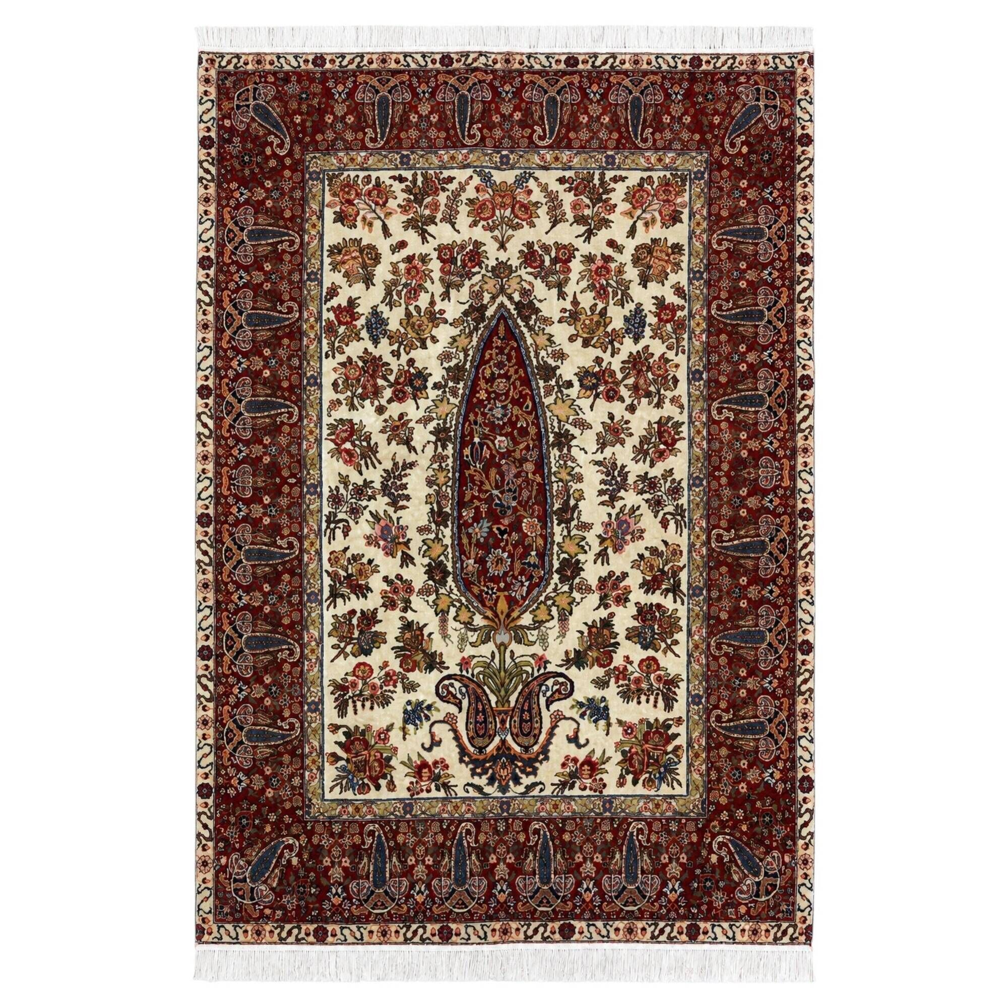 Luxury Turkish Hand-Knotted "Tree of Life" Rug, 134 × 196 cm, in Wool and Cotton