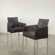 Pair of Karl-Friedrich Förster Leather and Rattan Chairs Germany 1990s