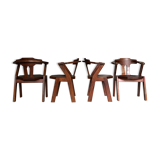 Set of 4 brutalist dutch oak chairs