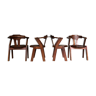 Set of 4 brutalist dutch oak chairs